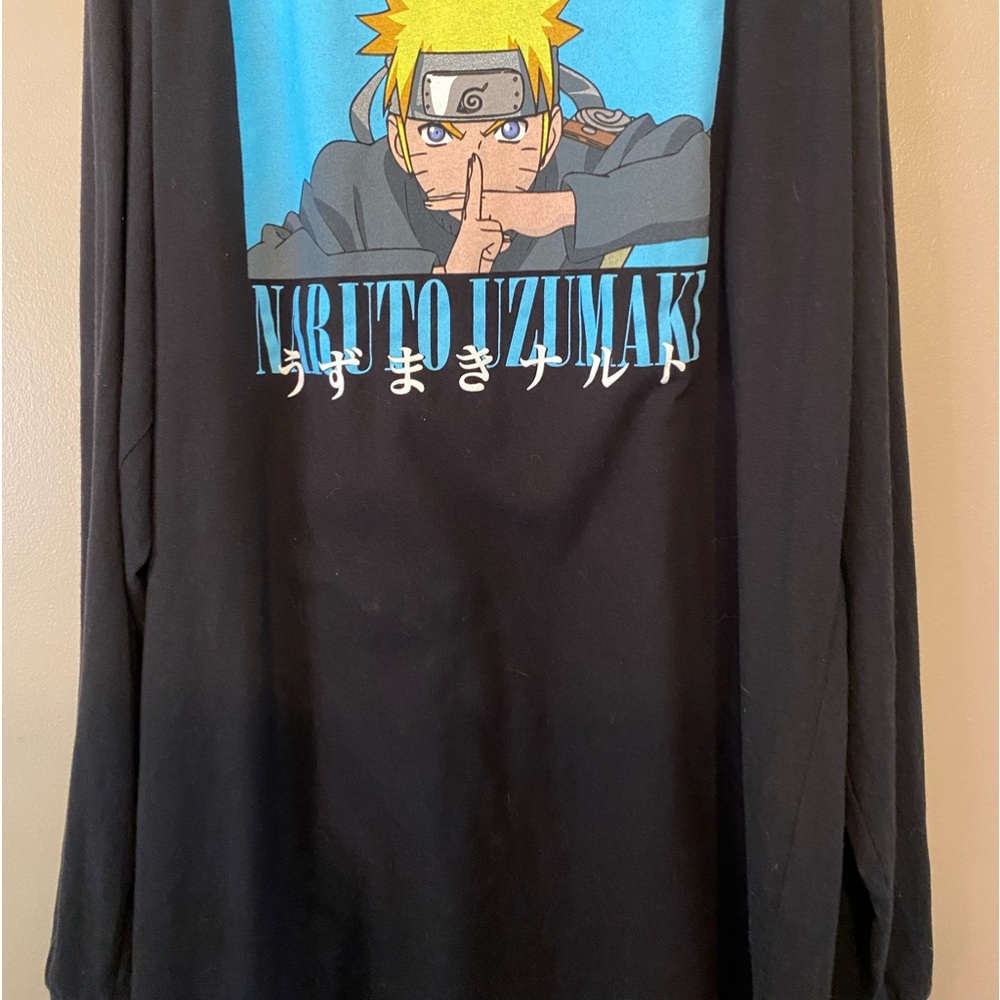 Unisex Black Long Sleeve Naruto Uzumaki Anime T-Shirt Size 2x never worn